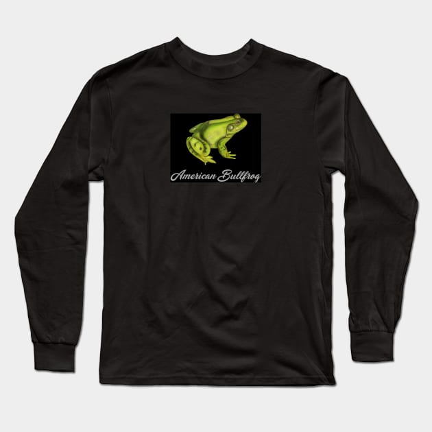 American Bullfrog Labeled Long Sleeve T-Shirt by ArtAndBliss